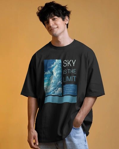 Oversized Quoted "the sky is your limit" comfy Cotton T-shirt
