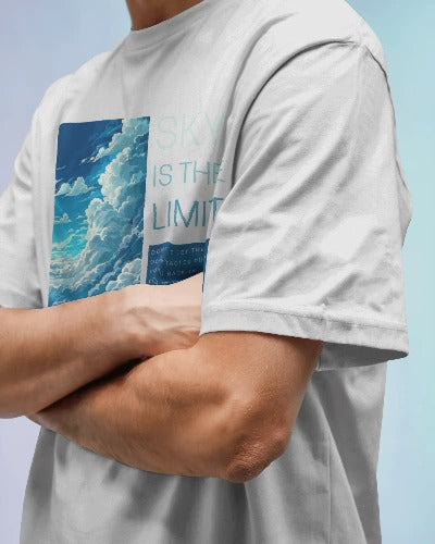 Oversized Quoted "the sky is your limit" comfy Cotton T-shirt
