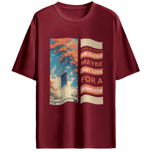 Oversized Comfy Cotton printed T - Shirt "look for windows..."