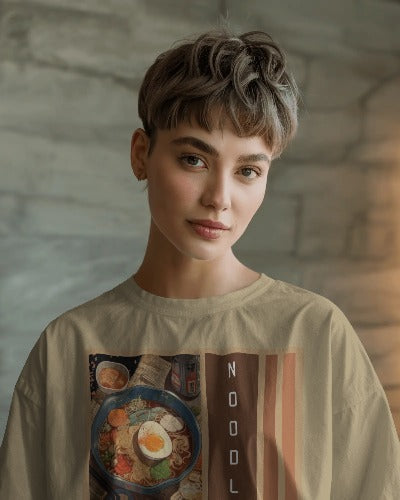 Oversized foodie design Ramen Noodles comfy Cotton T-shirt