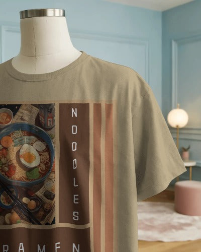 Oversized foodie design Ramen Noodles comfy Cotton T-shirt